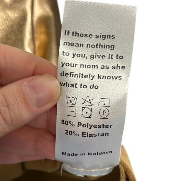 Julia Allert Gold Metallic Loose Fit 3/4 Sleeve Button Up Shirt Womens Size XL - Picture 4 of 6